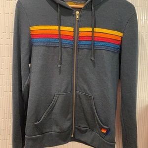 Aviator Nation Five Stripe Hoodie (Charcoal)